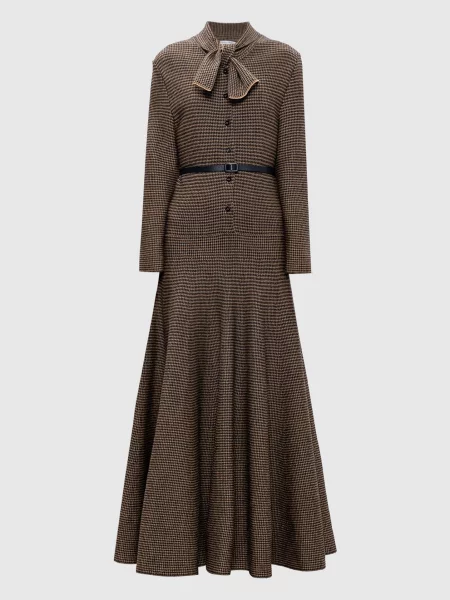 Сукня максі з вовни у візерунок Christian Dior бежева