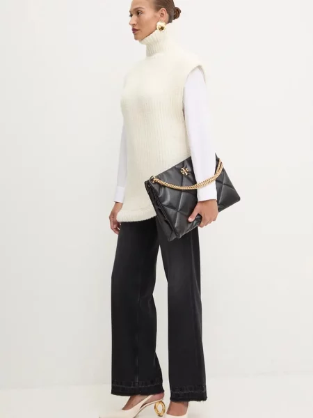 Жилетка з домішкою вовни Victoria Beckham теплий гольф бежевий