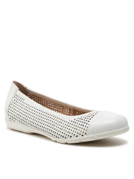 Μπαλαρίνες Caprice White Softnap. λευκό