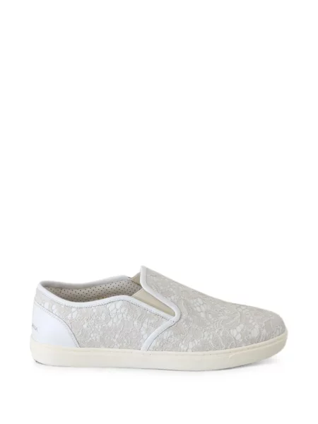 Sneakerși Dolce & Gabbana cu model floral din dantelă alb