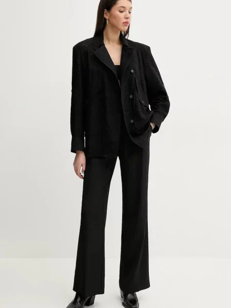 IRO marynarka z domieszką wełny oversize gładka czarny