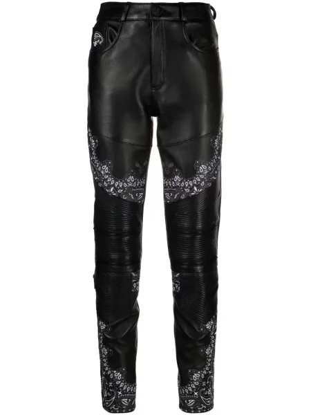Skinny spodnie Philipp Plein skórzane czarne