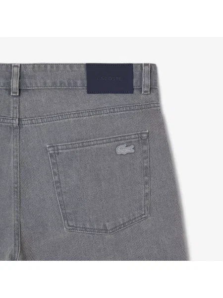 Lacoste Bermudy Z Denimu Z Efektem Sprania szare