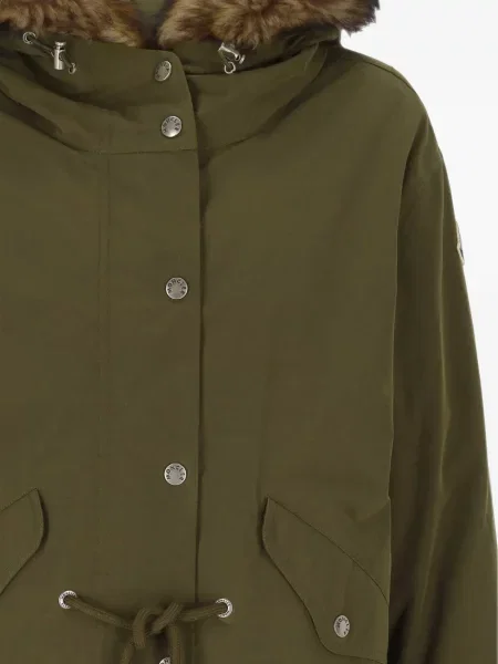 Geacă parka Moncler din piele de oaie verde