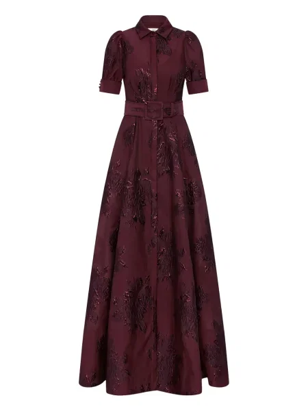 Rochie maxi Rebecca Vallance cu model floral scurtă de costum roșu