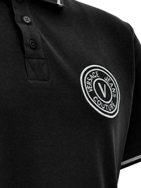 Поло тениска Versace Jeans Couture бродирана черно