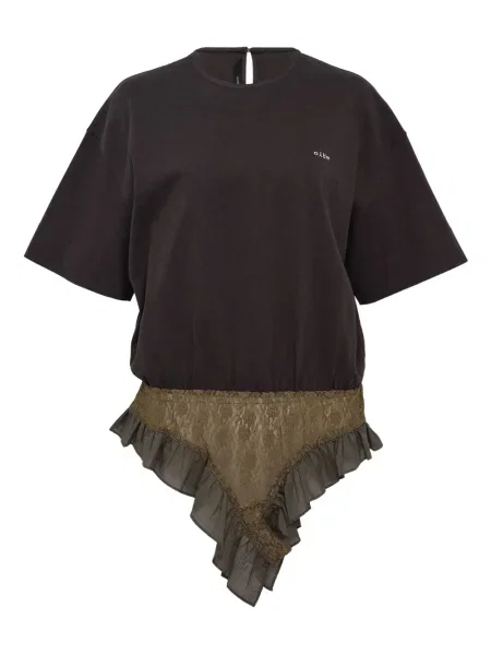 Топ Pushbutton с волани кафяво