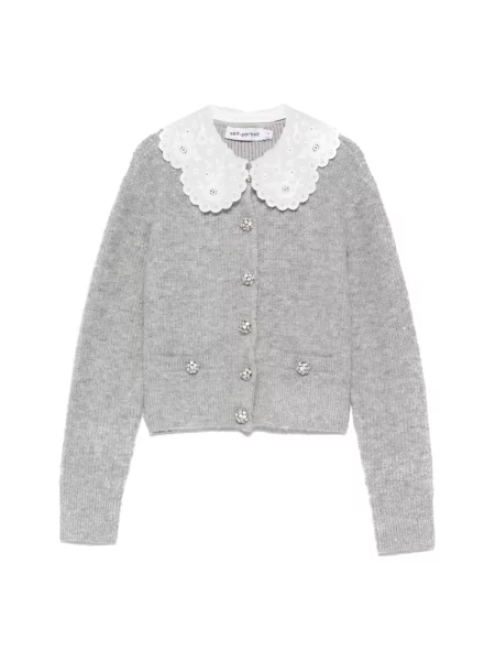 Kardigan Self-portrait wełniany szary