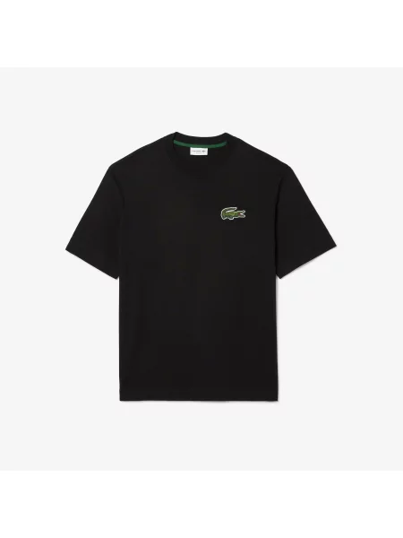 Lacoste Koszulka Unisex Loose Fit Large Z Organicznej Bawełny Ze Wzorem Krokodyla czarna
