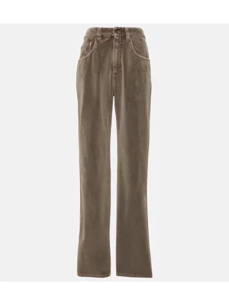 Pantaloni Brunello Cucinelli de catifea verde