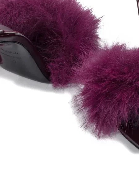 Kožené mules Le Silla z peří