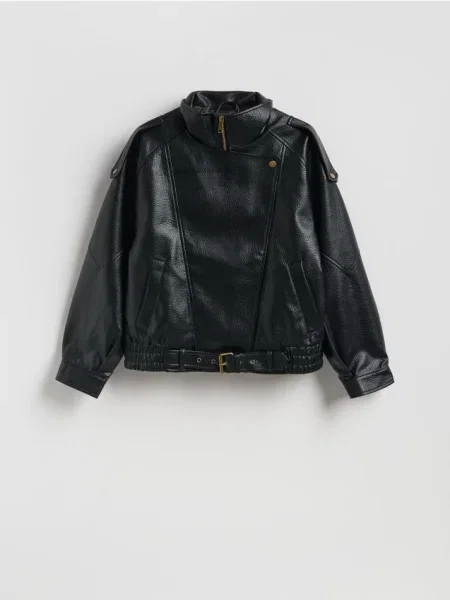 Reserved Geacă din piele ecologică negru