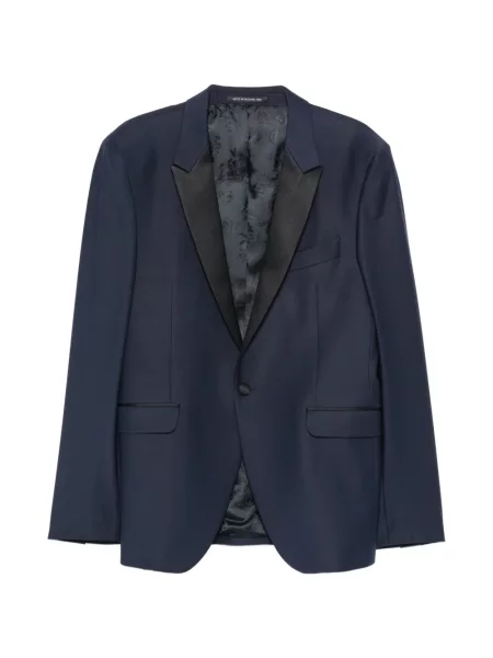 Costum Carlo Pignatelli din satin cu rever albastru