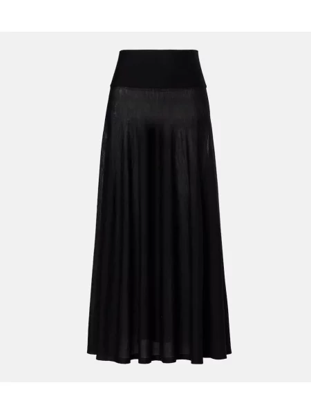 Fusta maxi Alaïa de lână negru