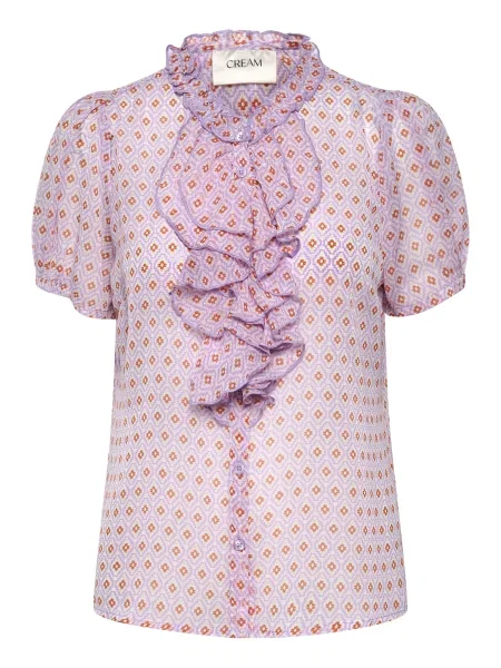 Cream Bluză Kinia maro coniac / mov lavandă / murdar alb