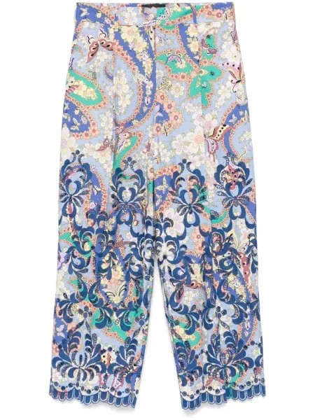 Pantaloni Etro cu model floral cu imagine albastru