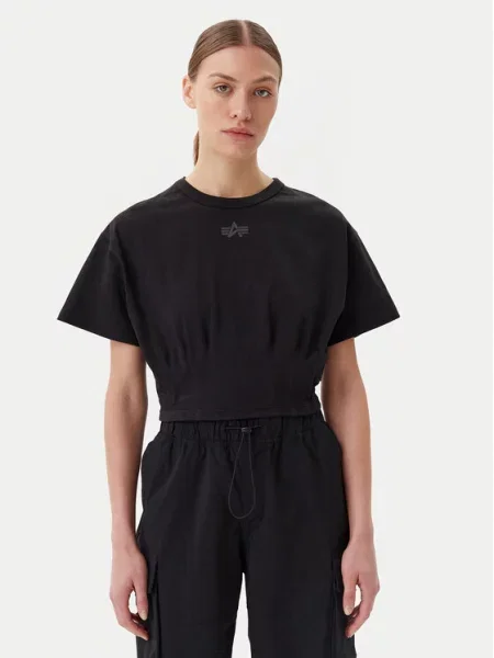 Alpha Industries T-shirt Waisted Regular Fit crna