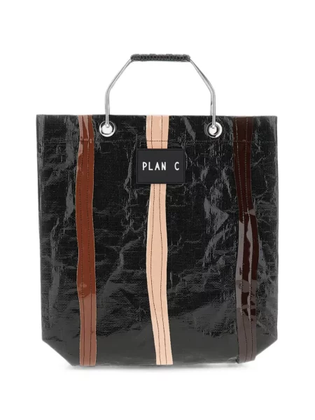 Geantă shopper Plan C cu dungi negru