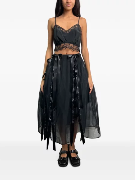 Fustă midi Simone Rocha în linie A negru