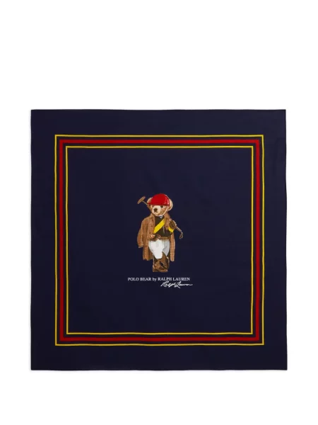 Ριγέ καμβάς κασκόλ Polo Ralph Lauren με κέντημα μπλε