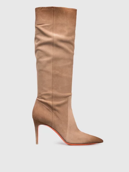 Замшевые сапоги Santoni бежевые