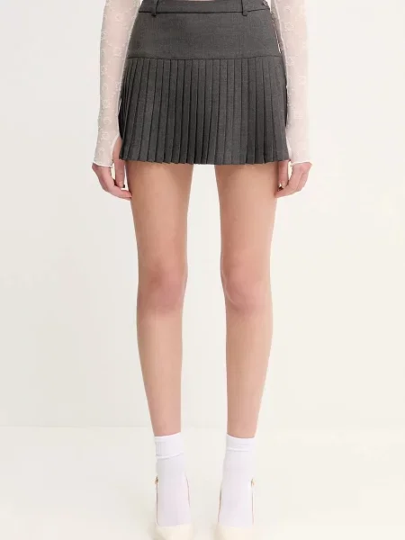 Marine Serre spódnica z domieszką wełny Regenerated Tailoring Pleated mini rozkloszowana szary