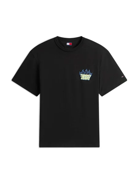 Tommy Jeans Póló világoskék / világos sárga / piros fekete