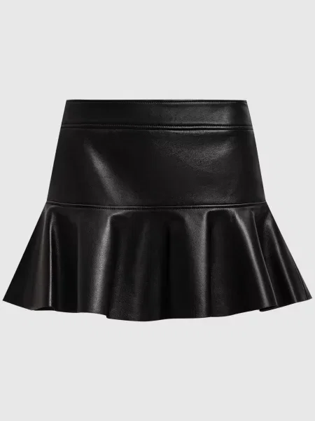 Шкіряна спідниця з воланом Tom Ford чорна
