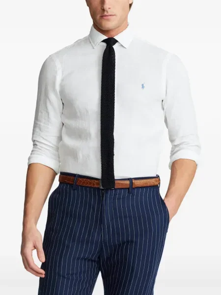 Πλεκτή μακρύς φόρεμα σε στυλ πουκάμισου Polo Ralph Lauren με halter λαιμόκοψη λευκό