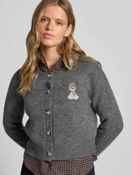 Kardigan rozpinany o kroju relaxed fit z haftem model TEDDY' Only