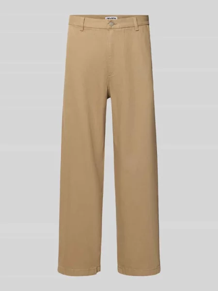 Jeansy o kroju straight fit z czystej bawełny Review beżowe