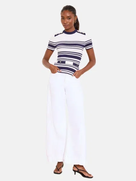 Lipsy Tricou bleumarin alb