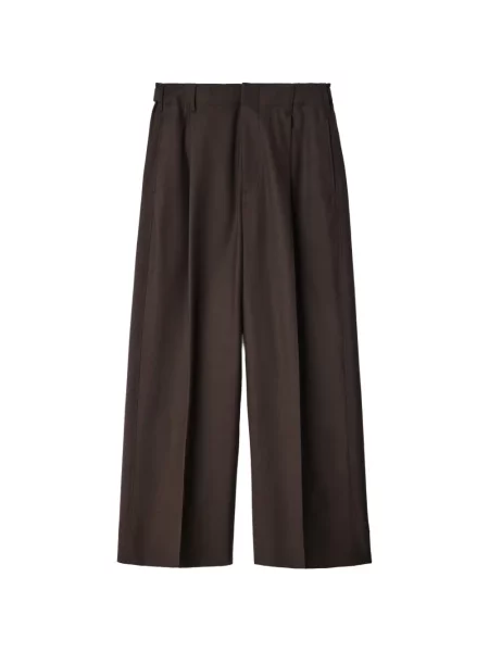 Pantaloni Lemaire de lână cu imprimeu tropical maro
