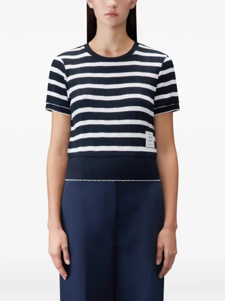 Tricou Thom Browne cu dungi albastru