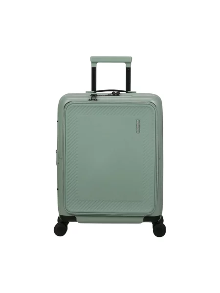 Lniana walizka American Tourister zielona