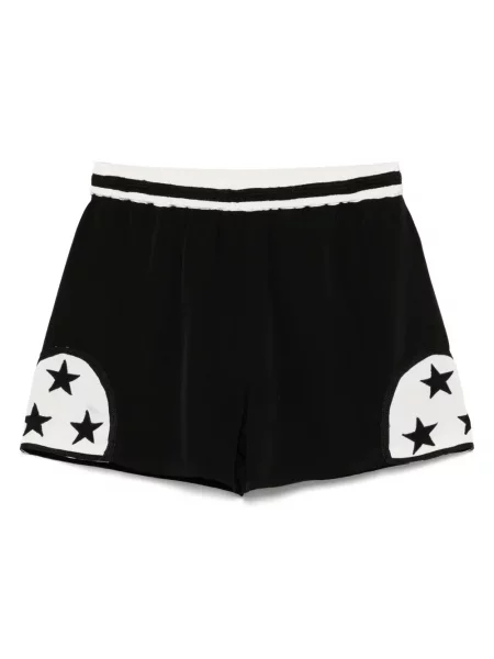 Pantaloni scurți Bode cu broderie de mătase negru