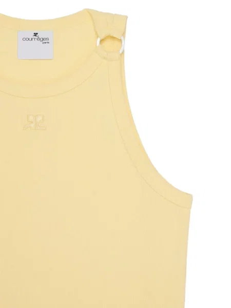 Rochie midi Courreges tricotate cu cataramă galben