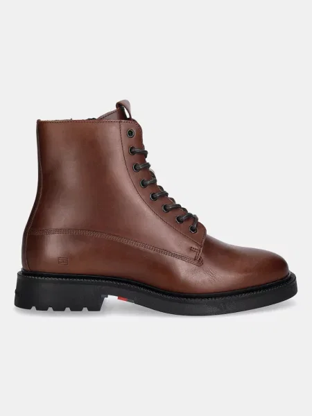 Pantofi Tommy Hilfiger cu șireturi din piele maro