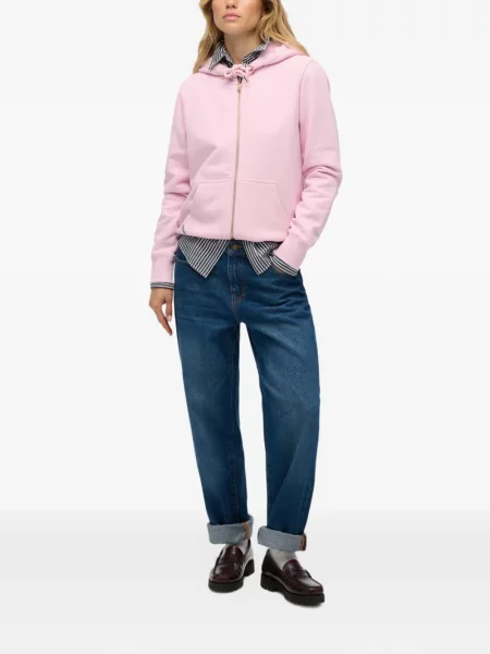 Hanorac cu glugă Superdry cu broderie roz