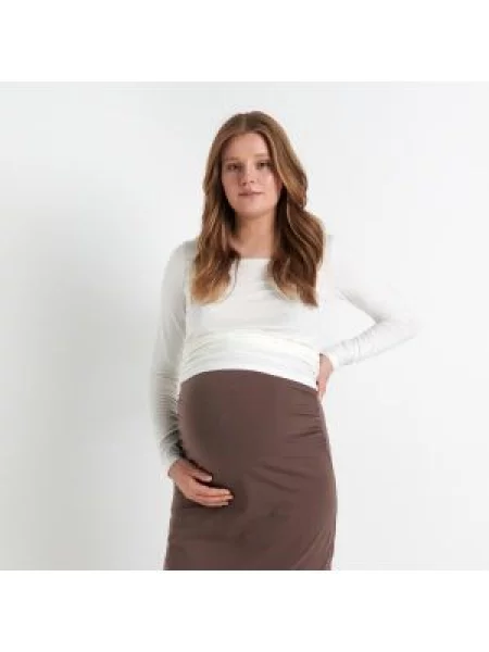 Sinsay Tričko s vysokým podílem bavlny a dlouhými rukávy MÁMA Krémová