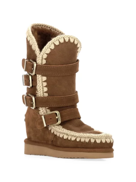Botine Mou din piele de oaie maro