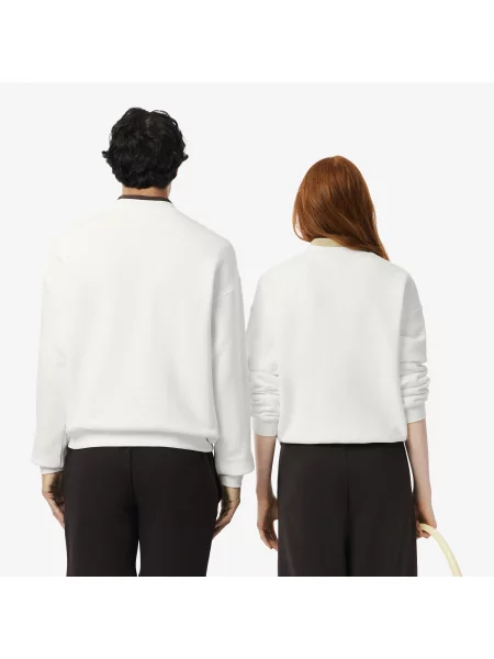 Lacoste Bluza Luźny Krój Z Grubego Polaru Kremowa biały