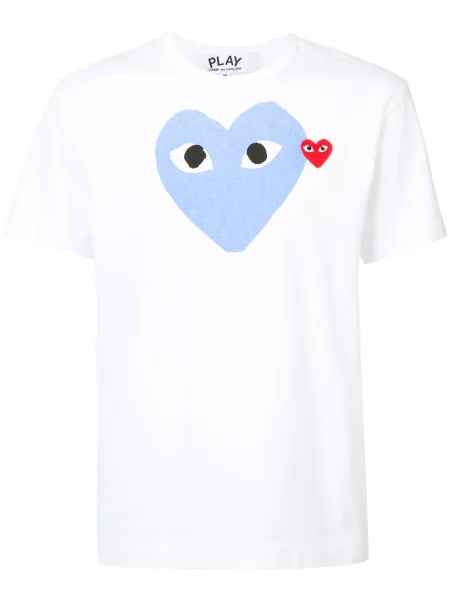 Tricou Comme Des Garcons Play cu imagine cu motiv cu inimi alb