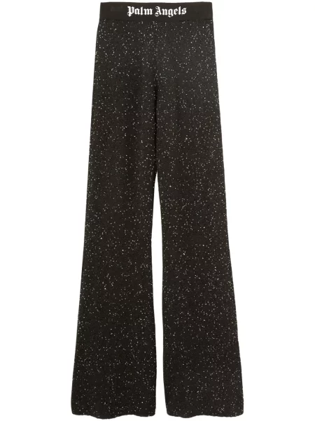 Pantaloni Palm Angels tricotate cu imagine negru