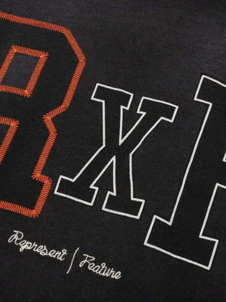 Tricou Represent cu broderie lung negru