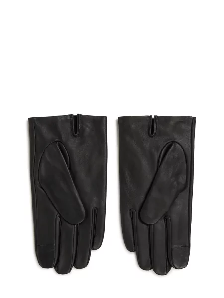 Kožené rukavice Karl Lagerfeld Jeans čierna