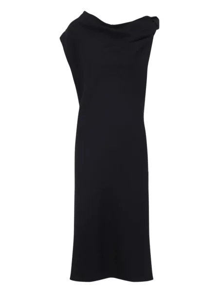 Rochie midi Carven drapată până la genunchi cu un umăr gol albastru