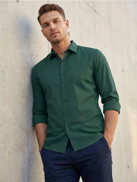 Sinsay Hladká košile basic zelená