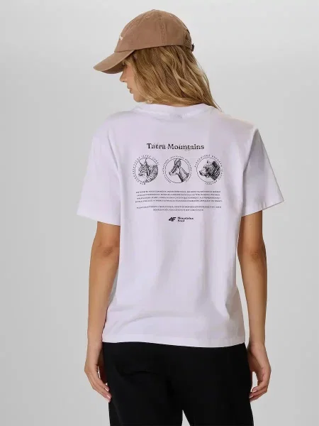 T-shirt loose z nadrukiem 4F biała