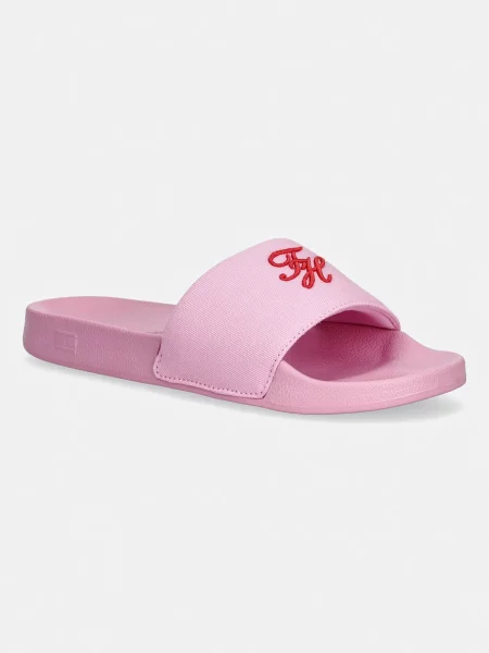 Tommy Hilfiger natikači TH SCRIPT POOL SLIDE roza